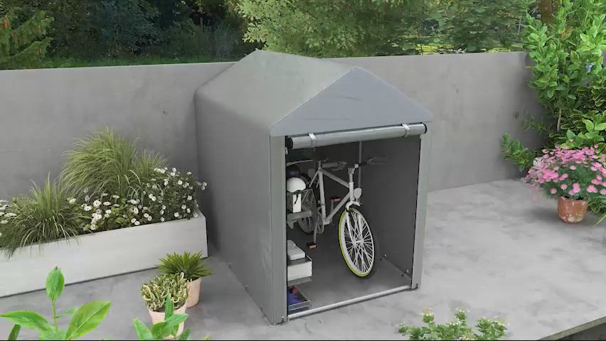 Outsunny Gartenzelt 1,6x2,2 M - Tragbarer Schuppen Für Motorrad, Fahrräder, Gartengeräte | Verzinkter Stahlrahmen, UV-beständige Abdeckung, Hellgrau